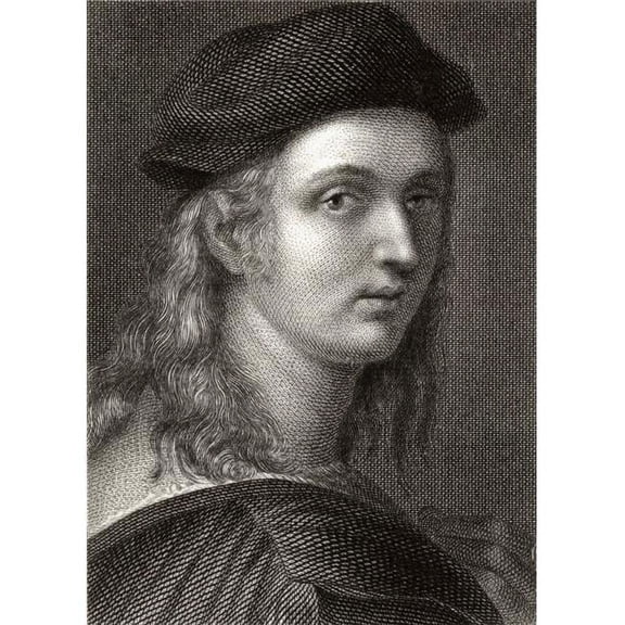 Raffaello Sanzio 1483-1520 Italian Painter & Architect 19th Century Engraved by William Finden From A Painting Poster Print, 13 x 18