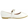 thumbnail image 3 of Top Moda Women Mary Jane Flats Buckle Strap Square Toe Comfort Dress Ballet Shoes PONGO-36 White Patent 7.5, 3 of 5