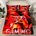 thumbnail image 2 of Manfei Kids Gamepad Controller Twin Sheet Sets,Console Video Gaming Twin Fitted Sheet,Red Black Flat Sheet For Boys,Luxury Bedroom Decor,3 Pieces, 2 of 7