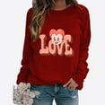 thumbnail image 1 of Meichang T-Shirt de la Saint-Valentin pour Femmes Mignon Cœur Graphique Hauts de Vacances Manches Longues Col Rond Chandail en Molleton Décontracté de Printemps, 1 of 3