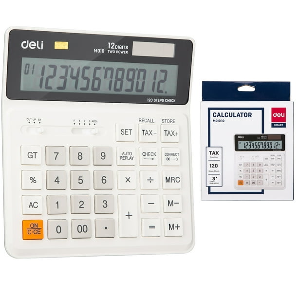 Deli 12 Digit Scientific Calculator Solar AA Battery Dual Energy General Purpose Calculators