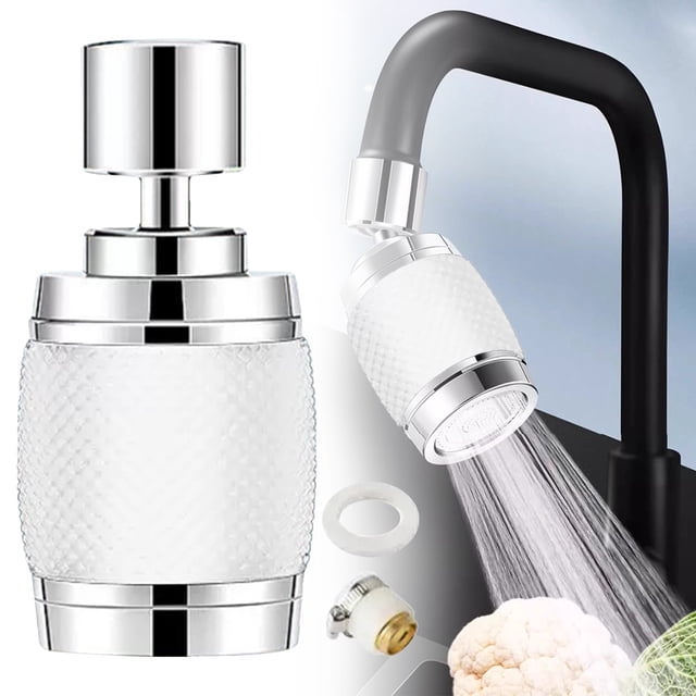 Splash Proof Booster Swivel Kitchen Filter Tap, 360-Degree Swivel Splash-Proof Faucet Aerator, Universal Adapter Included, Easy Installation for Bathrooms and Kitchens