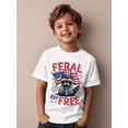 thumbnail image 1 of Camiseta divertida con diseño de mapache, bandera estadounidense del 4 de julio, patriótica pero gratuita, divertida y estética para niños. Camisetas populares para niños. Camisetas de tendencia par, 1 of 8