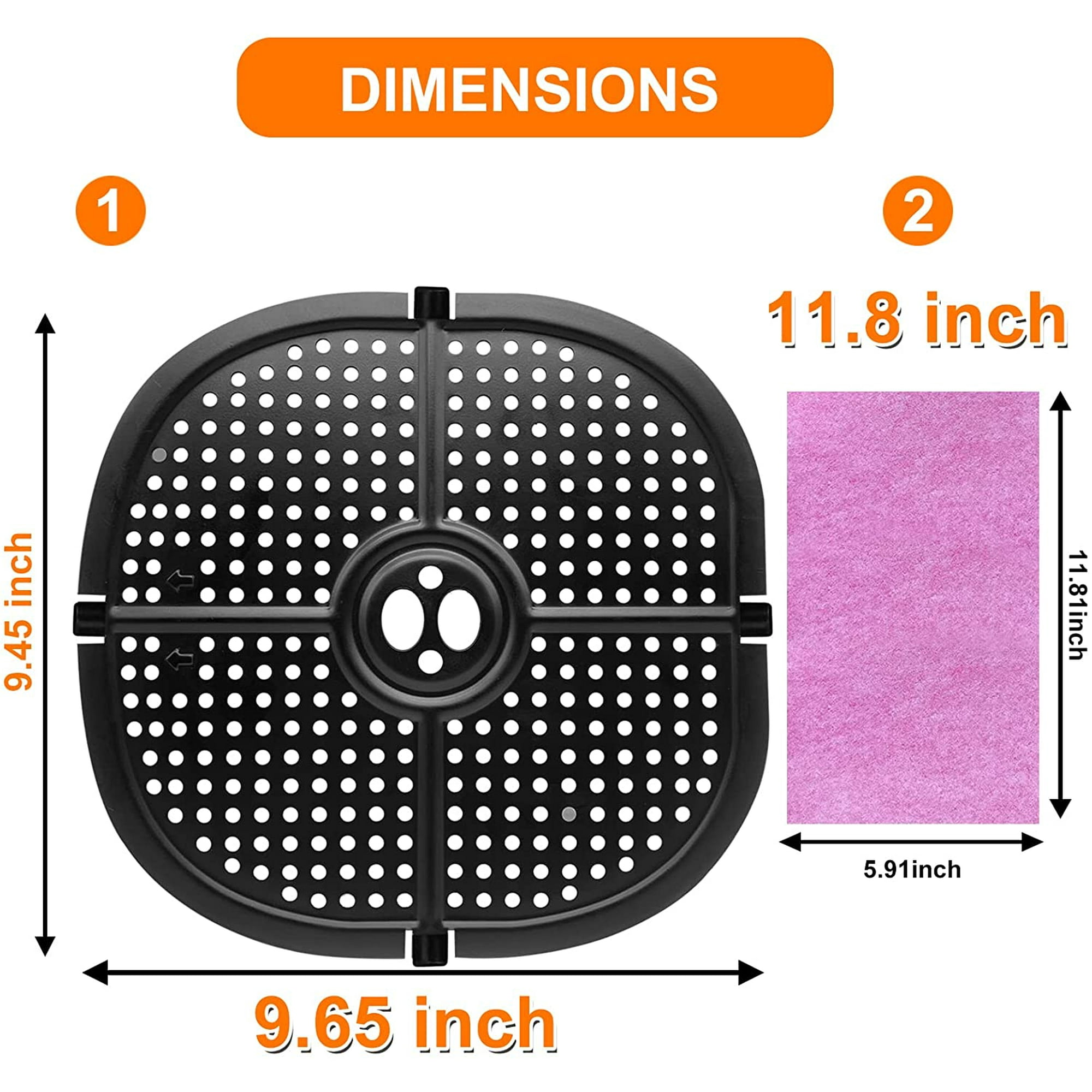 Air Fryer Grill Pan for Instant Vortex Plus Air Fryers 9.65IN Upgraded Square Crisper Plate Tray Non Stick Air Fryer Replacement Parts Accessories Rack with Rubber feet Dishwasher Safe Walmart