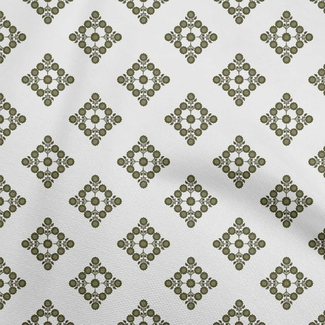 oneOone Cotton Silk Dark Olive Green Fabric Block Craft Projects Decor Fabric Printed By The Yard 42 Inch Wide