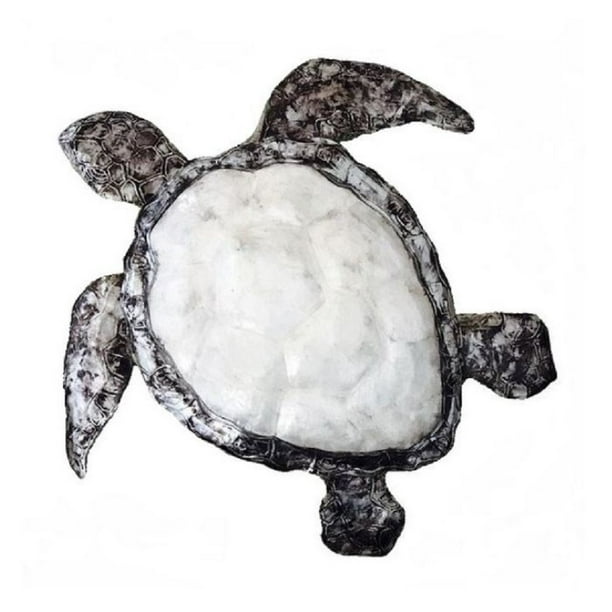 Large Capiz Shell Sea Turtle Wall Decoration 19 5 X 18 Inches New Com - White Turtle Shell Wall Decor