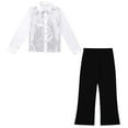 thumbnail image 3 of Alvivi Kids Boys Disco Choir Latin Jazz Dance Outfit Sparkle Shirt Blouse Tops with Flared Pants Set White 14, 3 of 5