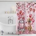 thumbnail image 2 of Valentine's Day Shower Curtain Set - Standard 72" x 72" Washable Bathtub Curtain with 12 Hooks, Watercolor Love Roses Funny Dog Truck Pink Waterproof Fabric Stall Shower Curtains for Bathroom Décor, 2 of 6