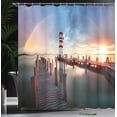 thumbnail image 4 of Ambesonne Lighthouse Shower Curtain, Clouds Sunset at Sea, 69"Wx70"L, Multicolor, 4 of 5