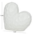 thumbnail image 3 of 12" x 11" White Porcelain Ceramic Dimensional Angled Origami Inspired Heart Sculpture with Faceted Exterior, by DecMode, 3 of 7