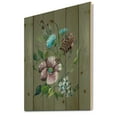 thumbnail image 2 of Designart 'Turquoise and Purple Spring Flowers' Traditional Print on Natural Pine Wood, 2 of 5