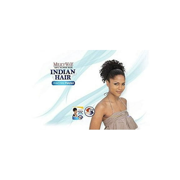 MILKY WAY 100% Human Hair Ponytail - INDIAN JERRY PONY 8" (Wet & Wavy) - 1 JET BLACK