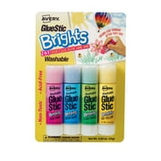 Avery Glue Stic Brights, Assorted Colors, Washable, Nontoxic, 0.21 oz., 4 Sticks (00102)
