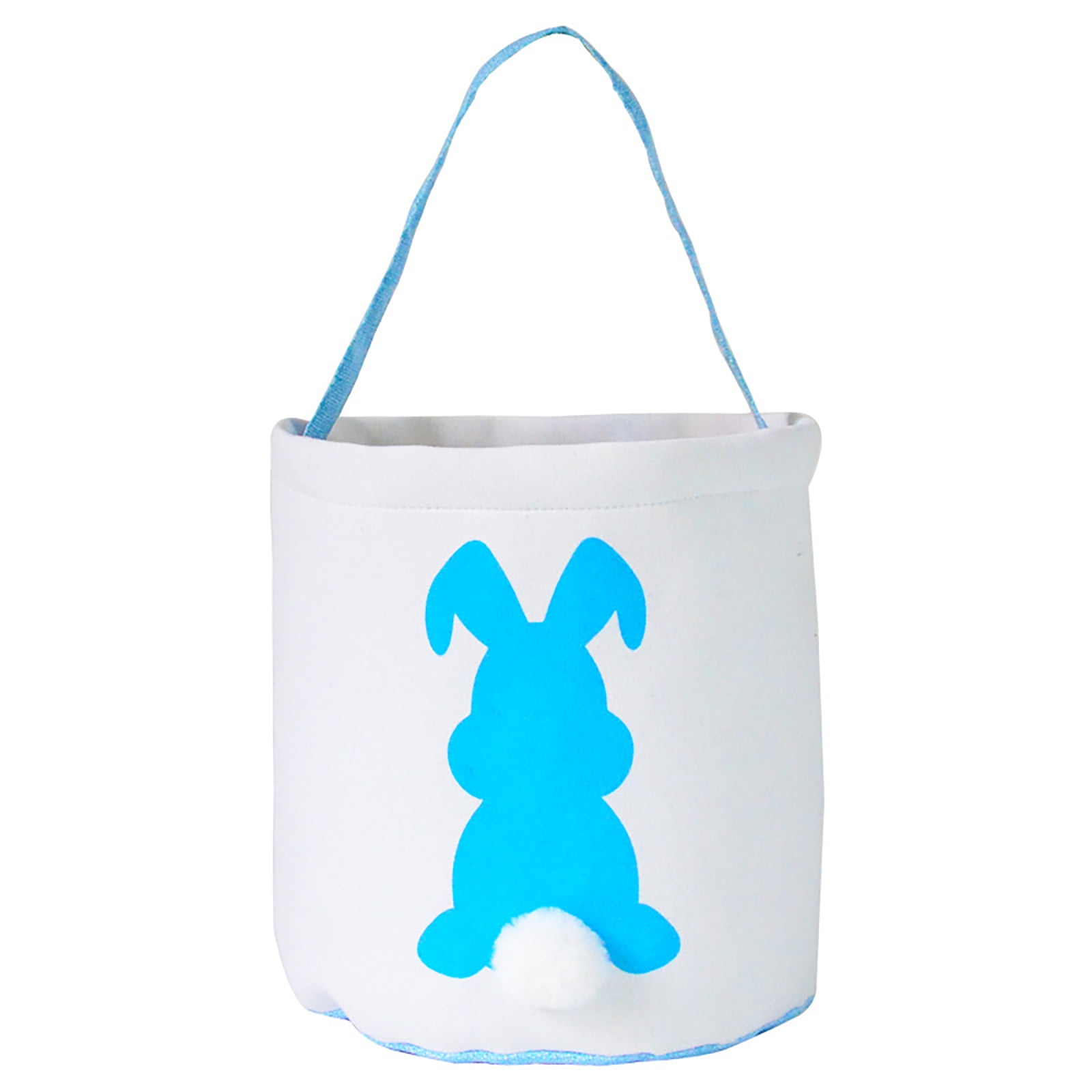 Egg Hunt Basket Easter Bag Tote Bag Candy Toy Storage Bag Blue Canvas Bunny Print Basket Easter Basket Easter Bucket Bunny Basket for Kids 