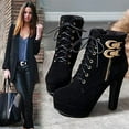 thumbnail image 5 of Women's Platform Wedge Ankle Boots | Chunky Heel Lace-Up Winter Boots, 5 of 11