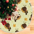 KXMDXA Thanksgiving Turkey Bird Maple Leaves Xmas Christmas Tree Skirt Stand Mat for Holiday