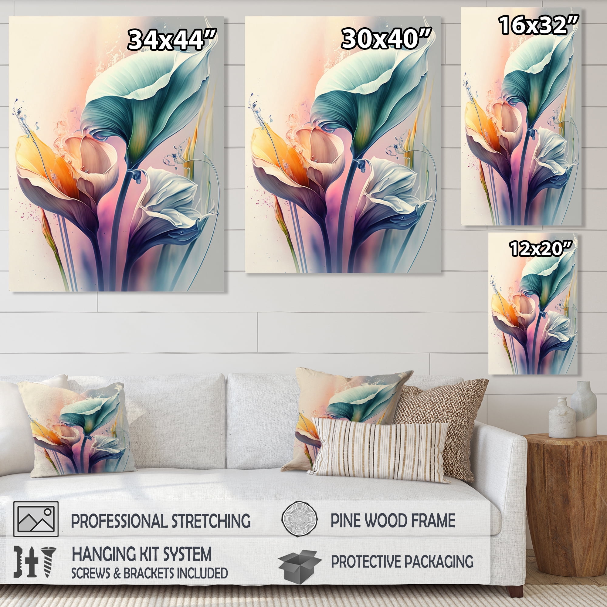 Designart Colorful Cally Lilies II Canvas Wall Art