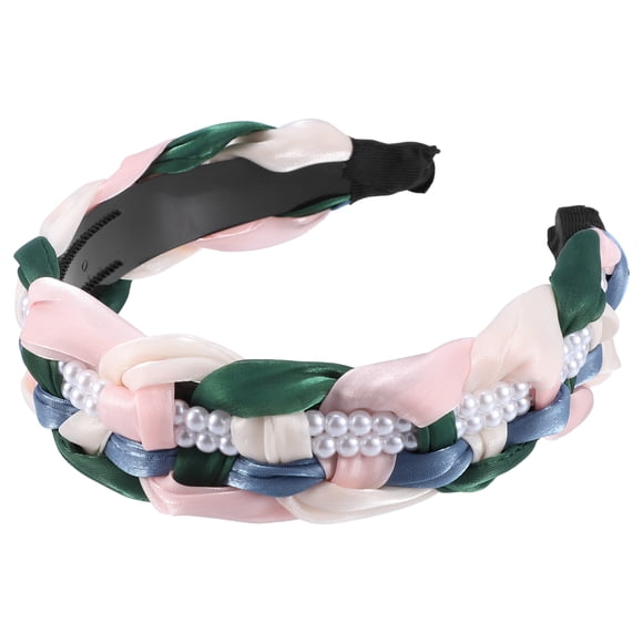 Diadema Con nudo de tul Unique Bargains perlas ostentosas mujer rosa verde 1.18 pulgadas