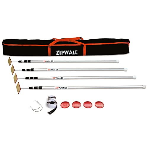 ZIPWALL SLP4 12 Foot Spring Loaded Dust Barrier Poles (Pack of 4), 4 Pack, Silver, 4 Count