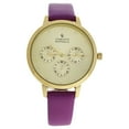 thumbnail image 1 of CRB014 La Basic - Gold/Purple Leather Strap Watch by Charlotte Raffaelli for Women - 1 Pc Watch, 1 of 1