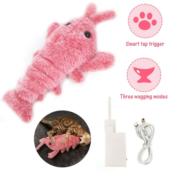 LNKOO Electric Simulation Plush Lobster Interactive Cat Toy Catnip Toys Kitten Toys Flopping Lobster Toy Dancing Lobster Catnip Toys for Cat Exercise (Lobster)