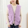 thumbnail image 5 of Ruyang Girls Sherpa Fleece Vest Fuzzy Sleeveless Jackets Pockets Fall Winter Warm V Neck Button Down Cardigan Waistcoat, 5 of 6