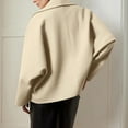 thumbnail image 2 of ZQUUVOU Fall Winter Jacket for Women Loose Large Lapel Collar Button Front Wool Blend Coat with Pockets for Thermal Outfits Beige, 2 of 7
