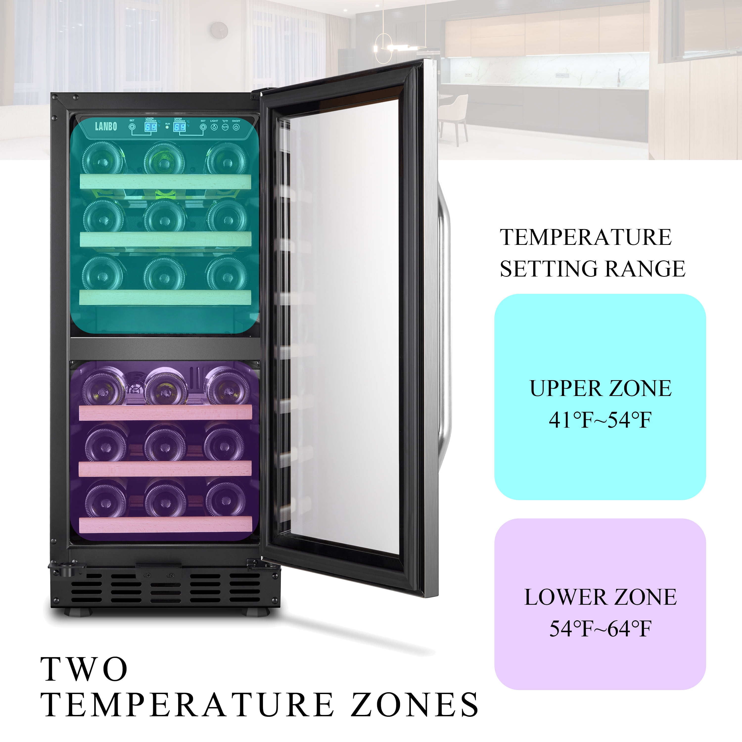 Lanbo Wine Cooler 24 Wide 18 Bottle 55 Can Dual-Zone | LB36BD