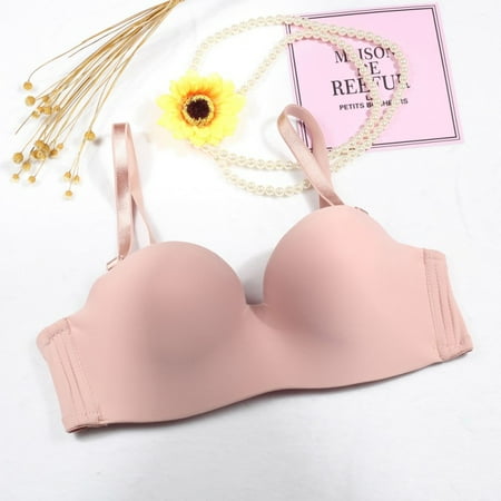 

Abcelit Clearance! 1pcs Sexy Lingerie Women Underwear Solid Pink Convertible Straps Smooth Bra Thin Padded Push Up Seamless Wirefree Invisible Bras Pink 75B