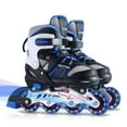 thumbnail image 1 of Patins à Roues Alignées pour Enfants Filles Garçons Débutants, 4 Tailles Réglables avec Roues Lumineuses pour Enfants. (Bleu, Petit(12J-2)), 1 of 6