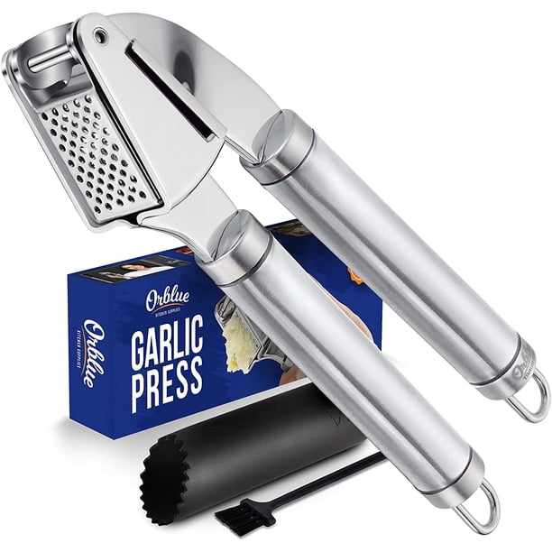 Orblue Stainless Steel Garlic Press, Mincer and Crusher with Garlic