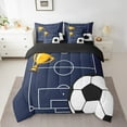 thumbnail image 2 of Feelyou Cartoon Soccer Boys Bedding Comforter Set 7 Pieces, Eat Sleep Sport Full Bedding Set, Football Rugby Game Reversible Fitted Sheet Flat Sheet, Ultra Soft Bedroom Decor, 2 of 8