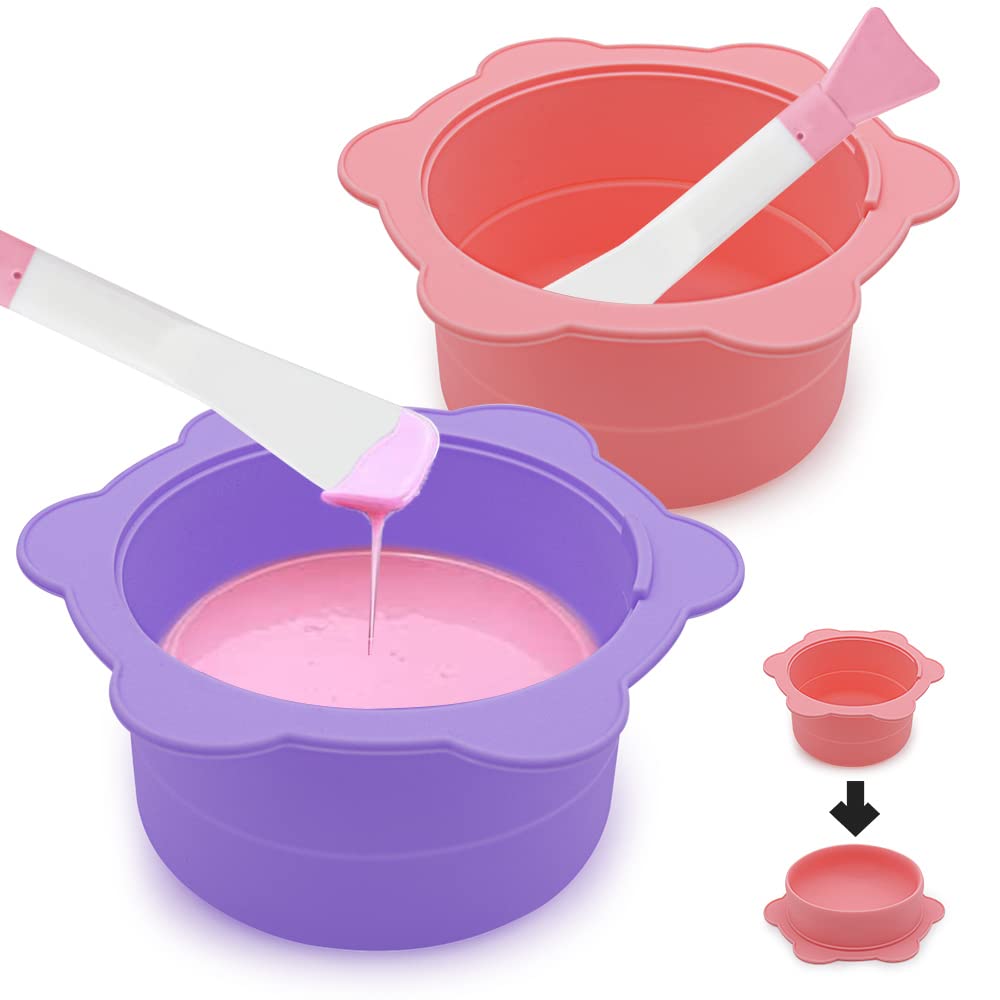 2Pcs Silicone Wax Warmer Liner with 2Pcs Spatulas Waxing Kit for Women