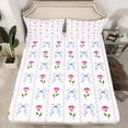 thumbnail image 2 of Homewish Kawaii Bowtie Ribbon Queen Sheet Sets,Cute Cartoon Rose Flat Sheet,Pink White Blue Queen Fitted Sheet For Girl Kids,Luxury Bedroom Decor,4 Pieces, 2 of 7
