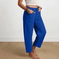 thumbnail image 4 of Oiangi Women's Barrel Pants Button High Waisted Twill Dress Pant Fall Casual Business Ankle Trousers with Pockets Blue L, 4 of 7