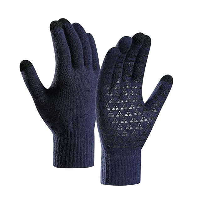 BKER Warm Gloves Autumn And Winter Fleece And Thick Screen Knitted Gloves For Cycling Cold And Non-Slip Offset Printing Gloves