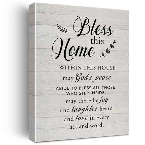 New Home Religious Wall Art Bless This Home Canvas  with Inspirational Quote Artwork Painting for Rustic Wall & Tabletop Decor Housewarming Gifts poster