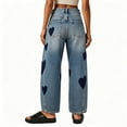 thumbnail image 5 of Axiiglly Barrel Jeans Women Boho Baggy Mid Rise Wide Leg Casual Vintage Jeans Boyfriend Streetwear Denim Pants, S-2XL, 5 of 7