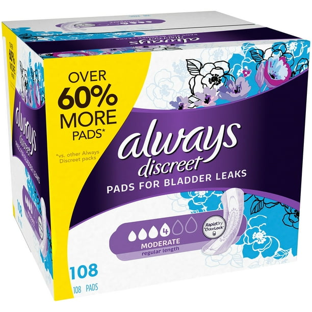 Always Discreet Pads for Bladder Leaks 108 Count