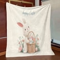 thumbnail image 3 of Cute Happy Easter Bunny with Egg Basket Flannel Throw Blanket - Soft Pastel Floral Rabbit Blanket for Nursery & Living Room, 3 of 10