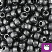 BeadTin Black Matte 9mm Barrel Pony Beads (500pc)
