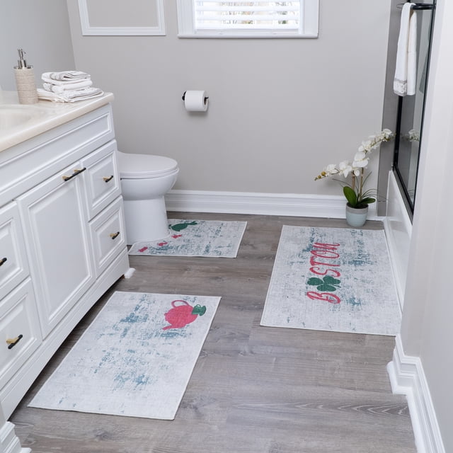 the US States Design 3 Piece Bathroom Rugs Set - Non-Slip Ultra Thin Bath Rugs for Bathroom Floor - Washable Cotton Bathroom Mats Set