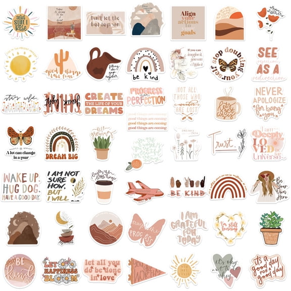 50 Sheets Motivational Sticker Inspirational Decal Laptop Sticker Asthetic Decal Scrapbooking Sticker for Adults