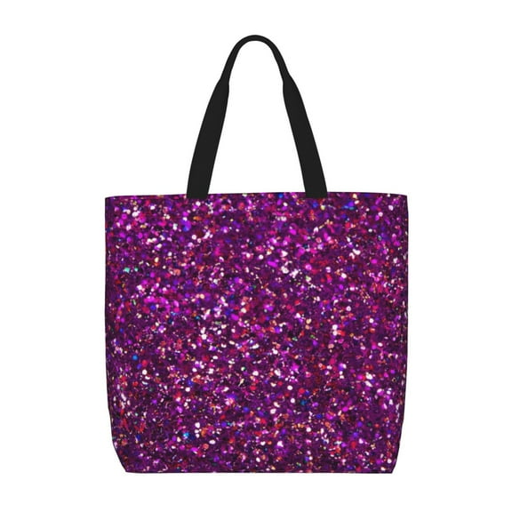 Honeii Colourful Glitter Print Tote Bag, Reusable Grocery Shopping Bag,Shoulder Bag with Inner Pocket