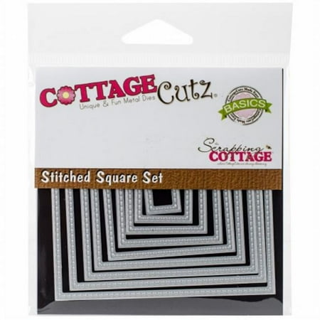 UPC: 0818561025130 | CottageCutz CCB-014 Basics Dies (9 Pack).5  x .5  to 3.5  x 3.5   Stitched Square  Grey  Gray