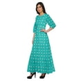 thumbnail image 2 of Moomaya Robe Longue à Col Rond à Manches 3/4 pour Femmes Grande Taille Vêtements d'Été, 2 of 3