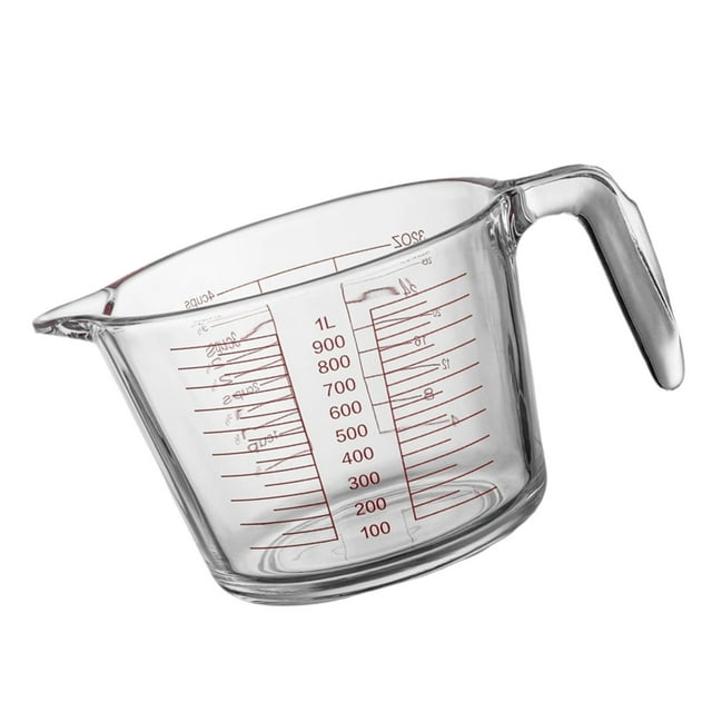 asddcavvf 1L Glass Measuring Jug | 1 Litres | Heavy Duty | Easy To Read Measurements | Heat | Kitchen Baking Restaurant Hot Microwave With Handle Pitcher and Glasses Set Glass Cups with Lids Cups Glas
