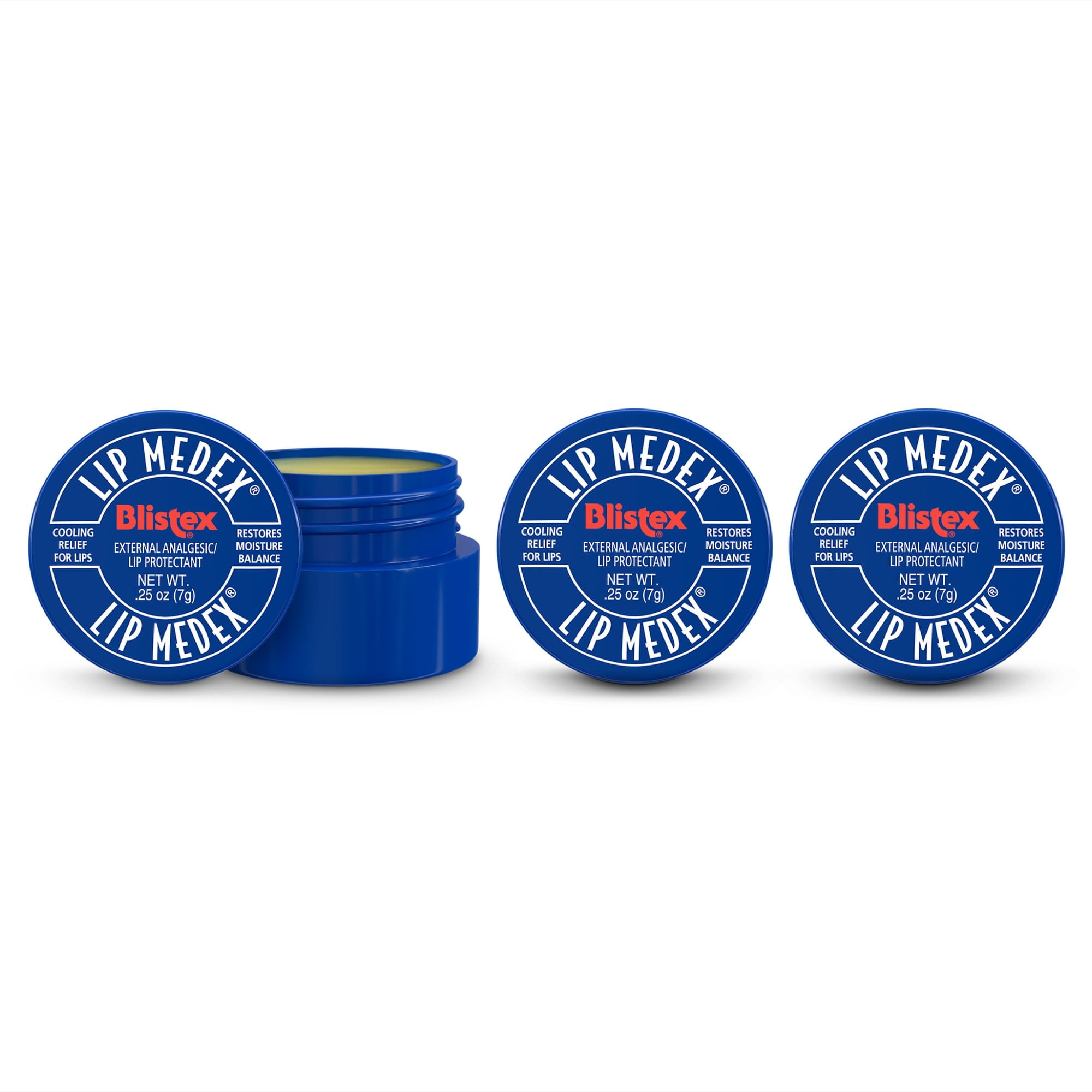 (2 pack) Blistex Lip Medex, Lip Protectant/External Analgesic, Relieves Sore Lips & Restores Moisture Balance, 0.25 Ounce Jar - 3 Count