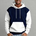 thumbnail image 5 of QHRMKOG Hoodies for Men Loose Fit Color Block Hooded Sweatshirts Casual Long Sleeve Drawstring Pullover Hoodie Fall Warm Tops with Pockets White L, 5 of 5