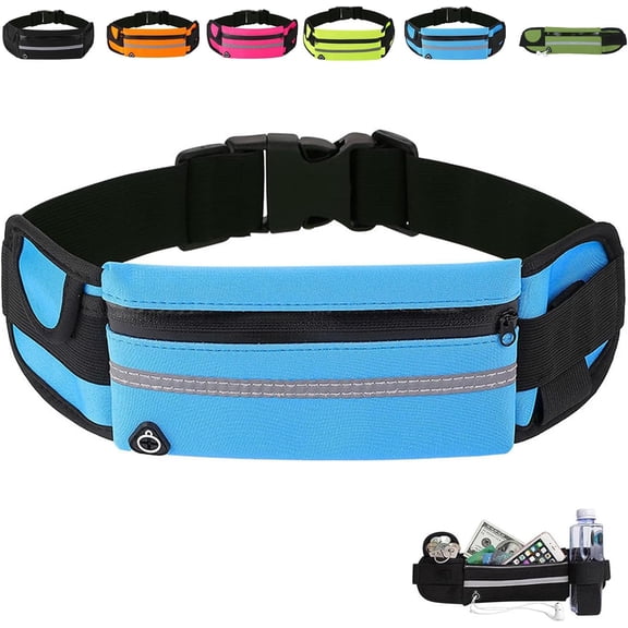 Neoprene Anti-Theft Invisible Waist Pack 85g, Outdoor Running Belt with Water Bottle Holder, Hidden Travel Money Belt for Hiking Cycling, Reflective Strips(wwx)